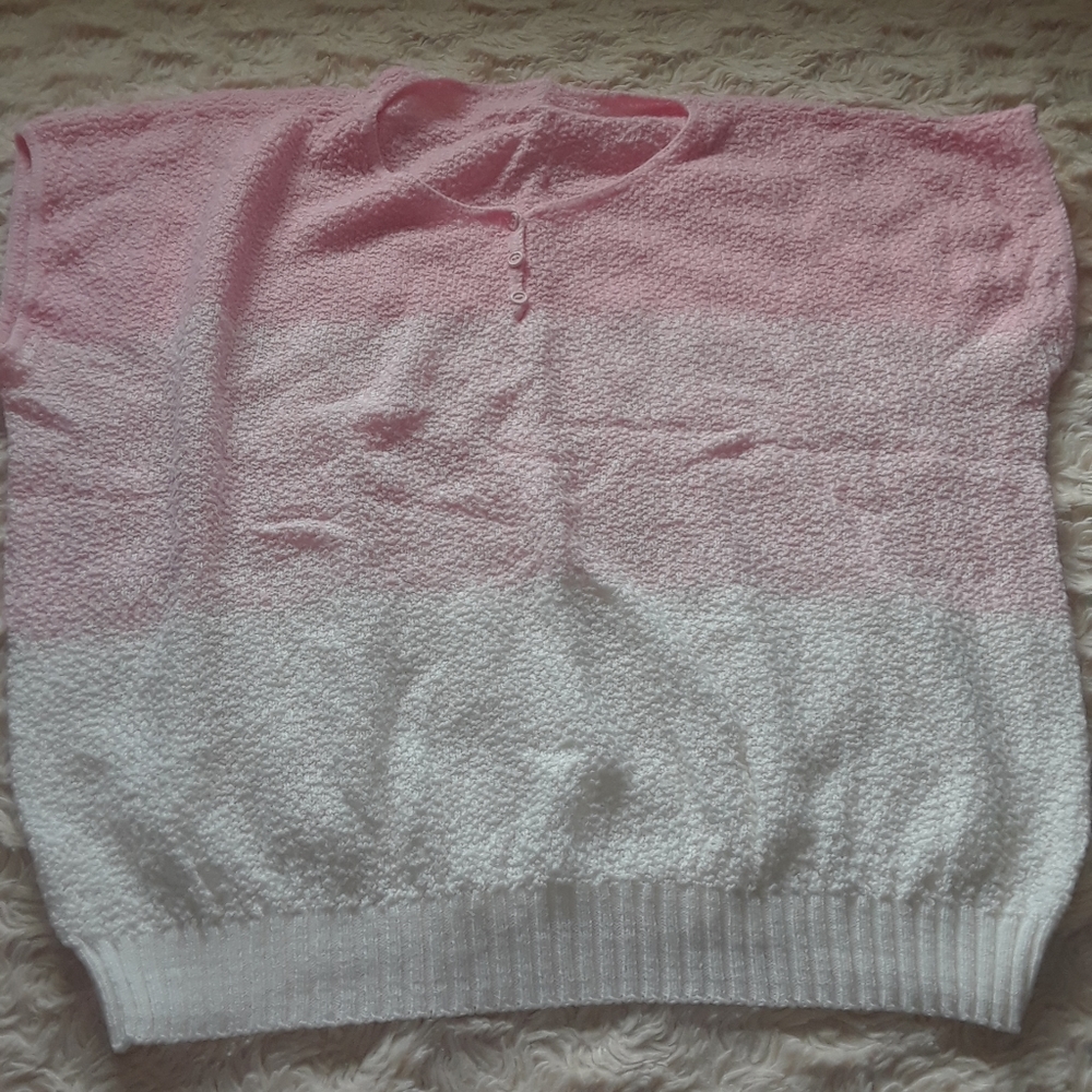Bubblegum and White Ombre Short Sleeve Sweater